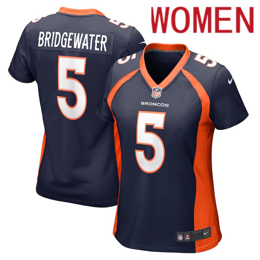 Women Denver Broncos #5 Teddy Bridgewater Nike Navy Game NFL Jersey->women nfl jersey->Women Jersey